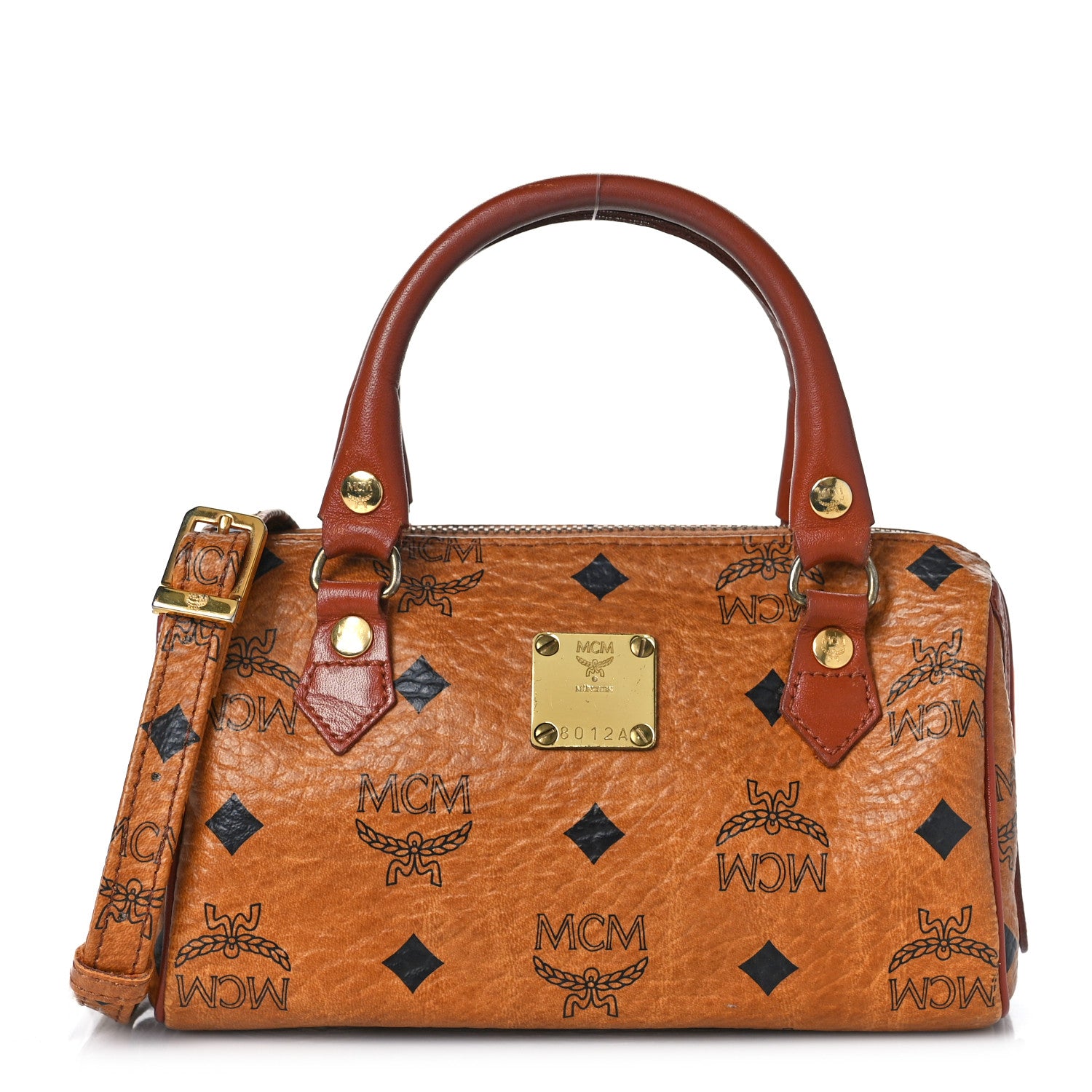 MCM Visetos Mini Boston Bag Cognac 1 of 8