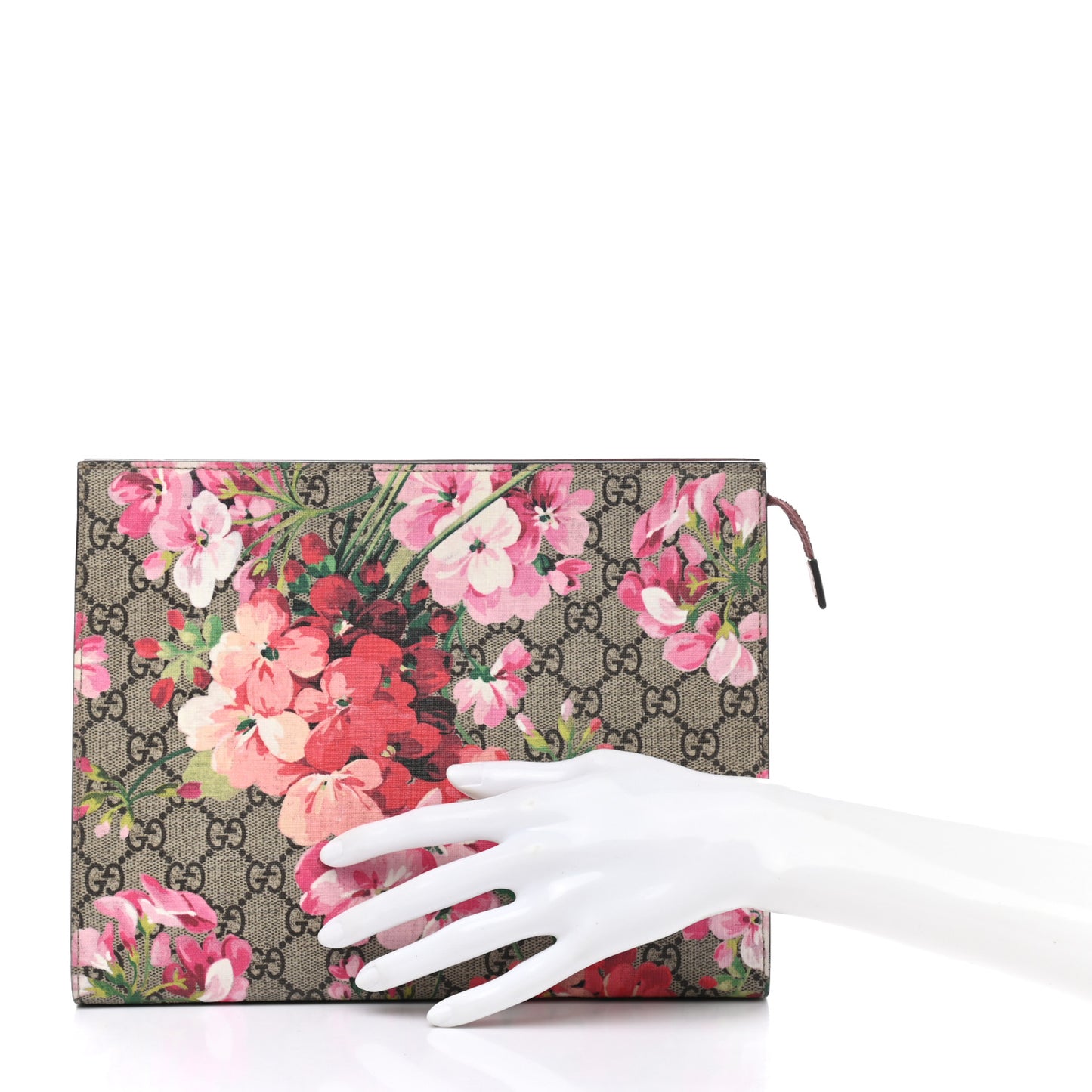 GG Supreme Monogram Blooms Large Cosmetic Case Beige Multicolor Dry Rose