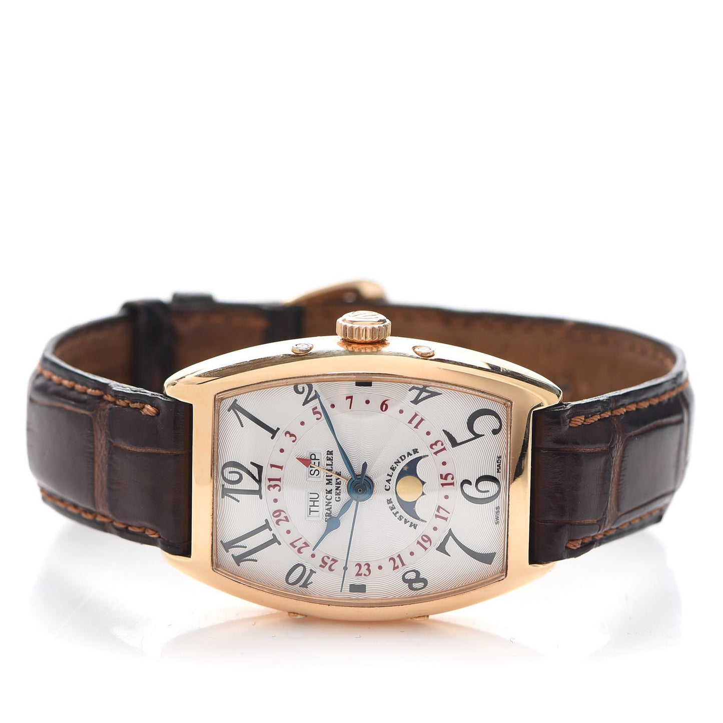 18K Rose Gold Alligator 30mm Master Calendar Automatic Watch 2850MCL