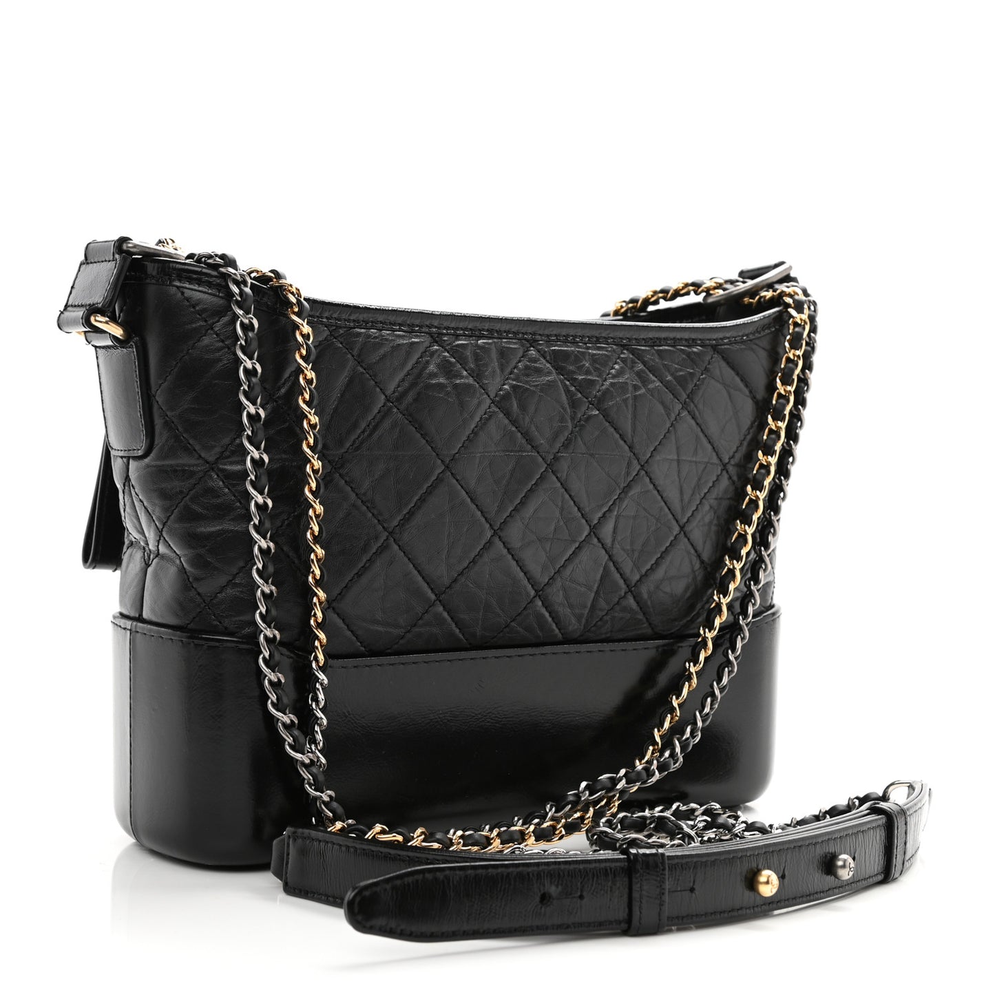 Aged Calfskin Quilted New Medium Gabrielle Hobo Black