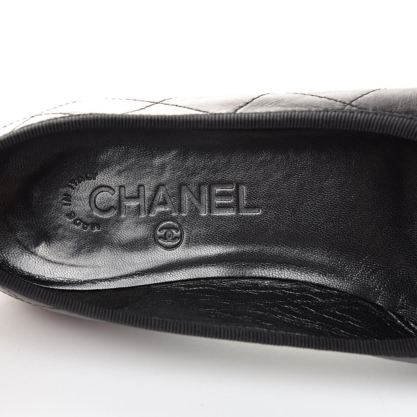 Lambskin Cambon Quilted Ballerina Flats 37 Black