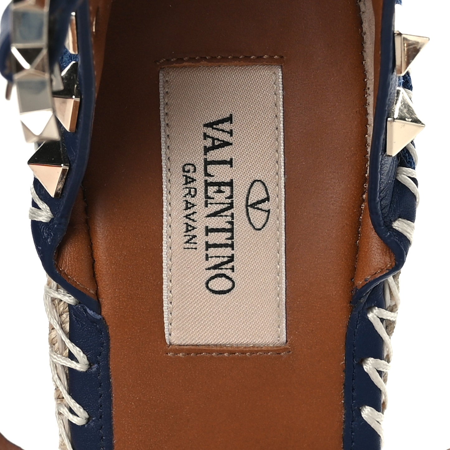 Denim Rockstud Ankle Strap Espadrille 15/105mm Wedge Sandals 37 Light Denim