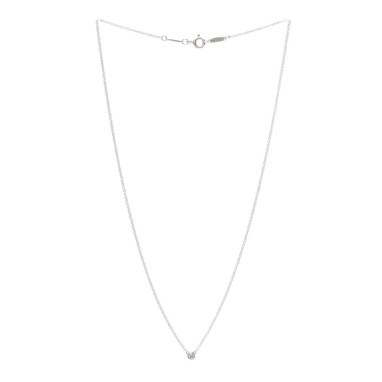 Tiffany Sterling Silver Diamond .03ct Elsa Peretti Diamonds by the Yard Pendant Necklace 3 of 5