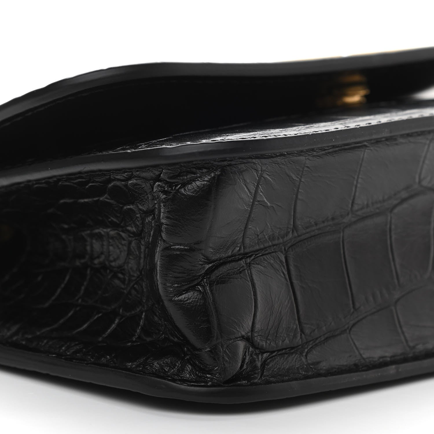 Balenciaga Extra Supple Calfskin Crocodile Embossed Gossip Wallet On Chain Black 8 of 9