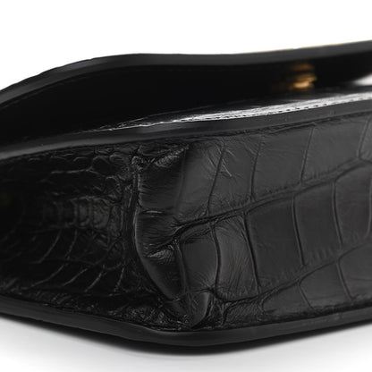 Balenciaga Extra Supple Calfskin Crocodile Embossed Gossip Wallet On Chain Black 8 of 9