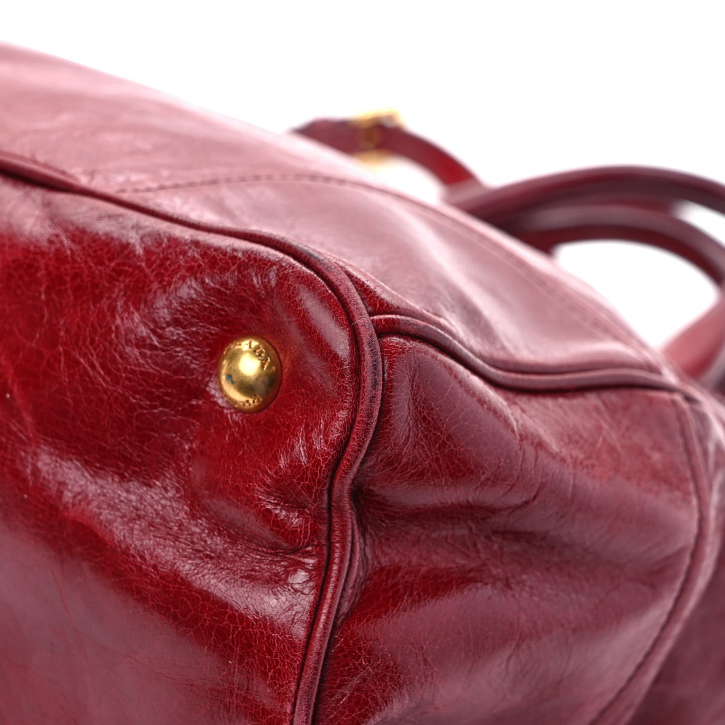 Vitello Shine Shopping Satchel Rosso