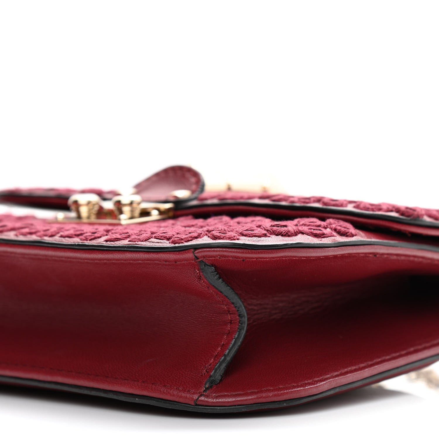 Valentino Garavani Vitello Embellished Small Glam Lock Rockstud Flap Dark Red 12 of 12