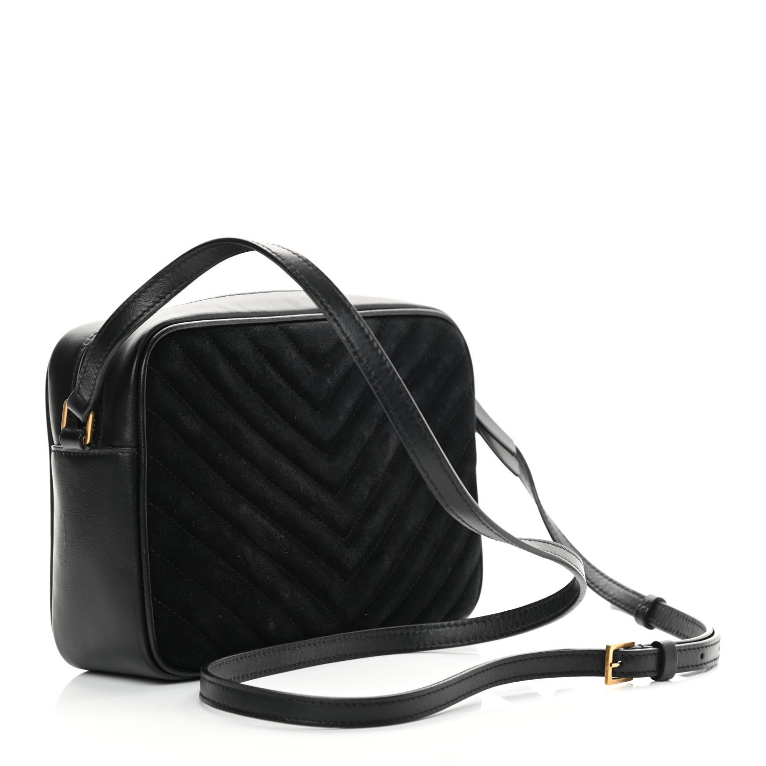 Saint Laurent Suede Calfskin Monogram Lou Camera Bag Black 3 of 14