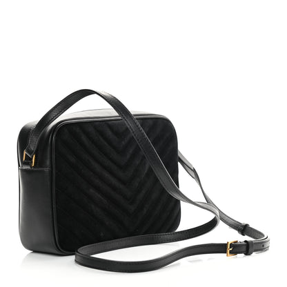 Saint Laurent Suede Calfskin Monogram Lou Camera Bag Black 3 of 14