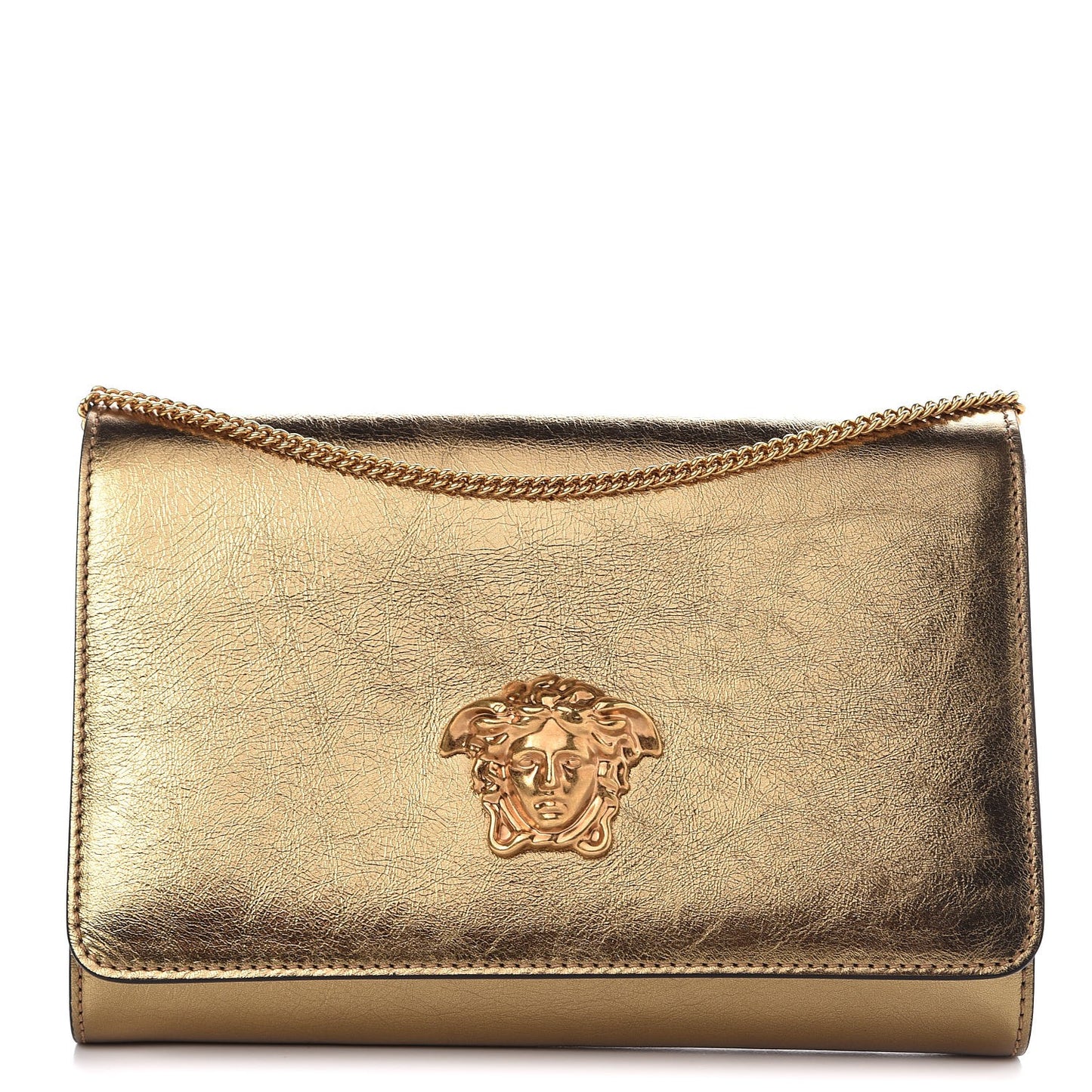 Metallic Calfskin Palazzo Chain Evening Bag Gold