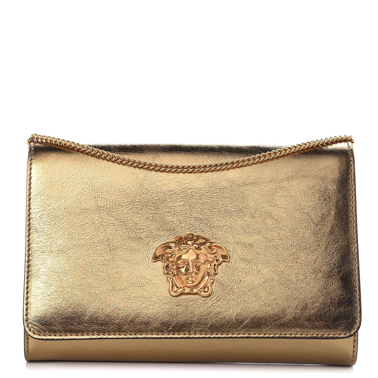 Versace Metallic Calfskin Palazzo Chain Evening Bag Gold 1 of 11