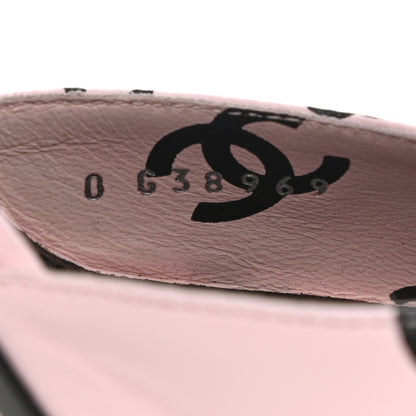 Chanel Printed Lambskin CC Sandals 38 Light Pink Black 8 of 13