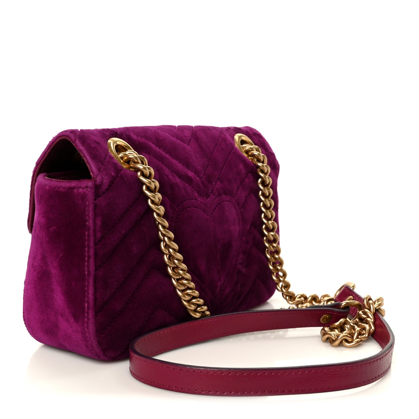 Velvet Matelasse Embroidered Mini GG Marmont Shoulder Bag Bordeaux