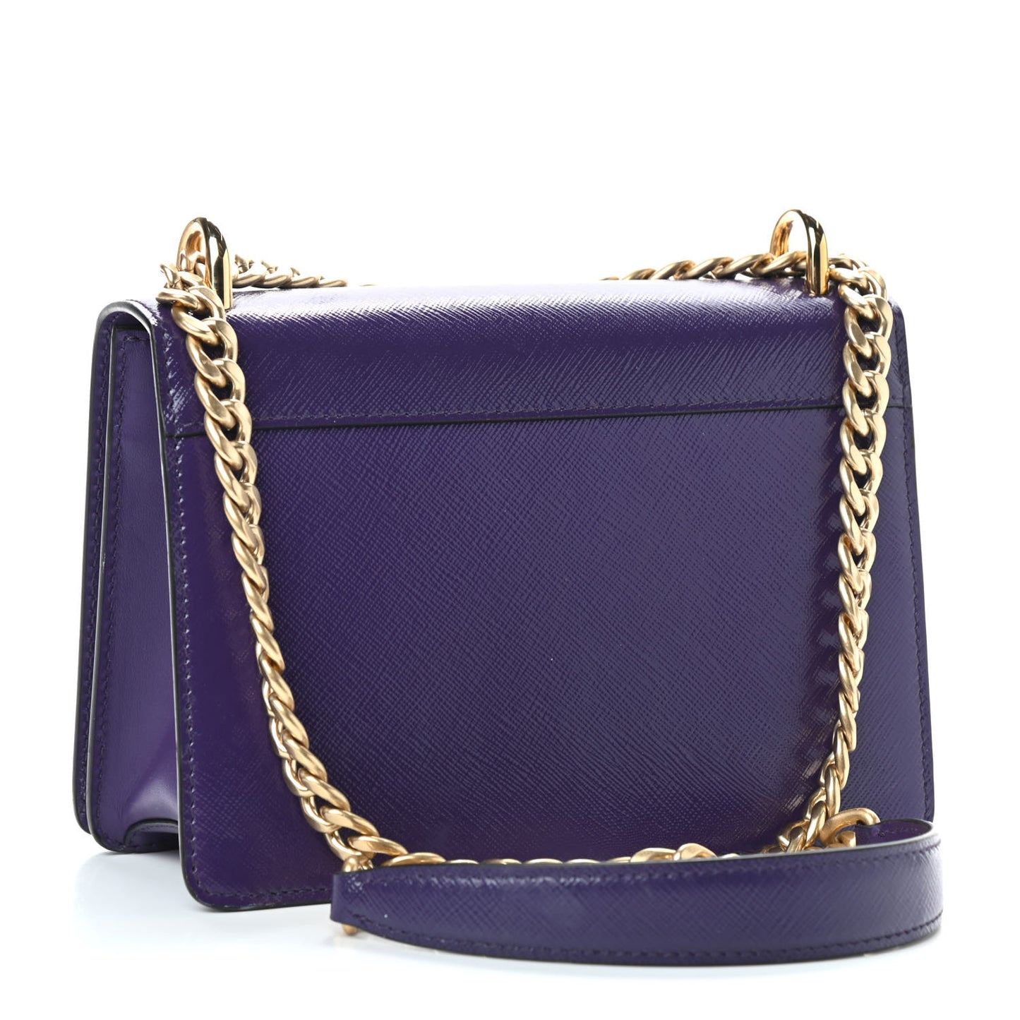 Saffiano Soft Calfskin Chain Crossbody Bag Viola