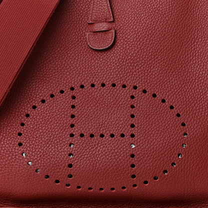 Hermes Taurillon Clemence Evelyne III PM Rouge Grenat 8 of 9