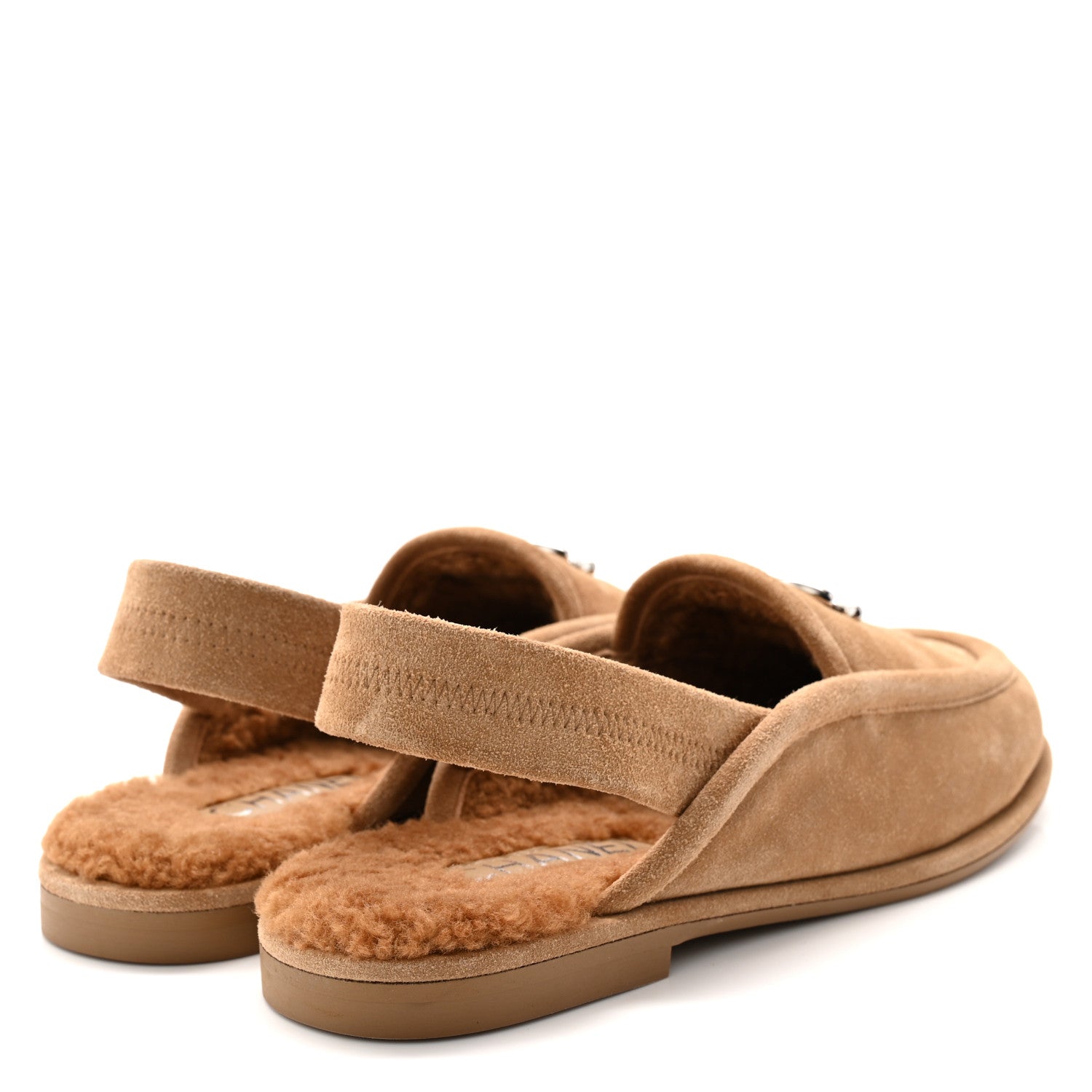 Chanel Suede Calfskin CC Slingback Loafers 36 Dark Beige 1834059