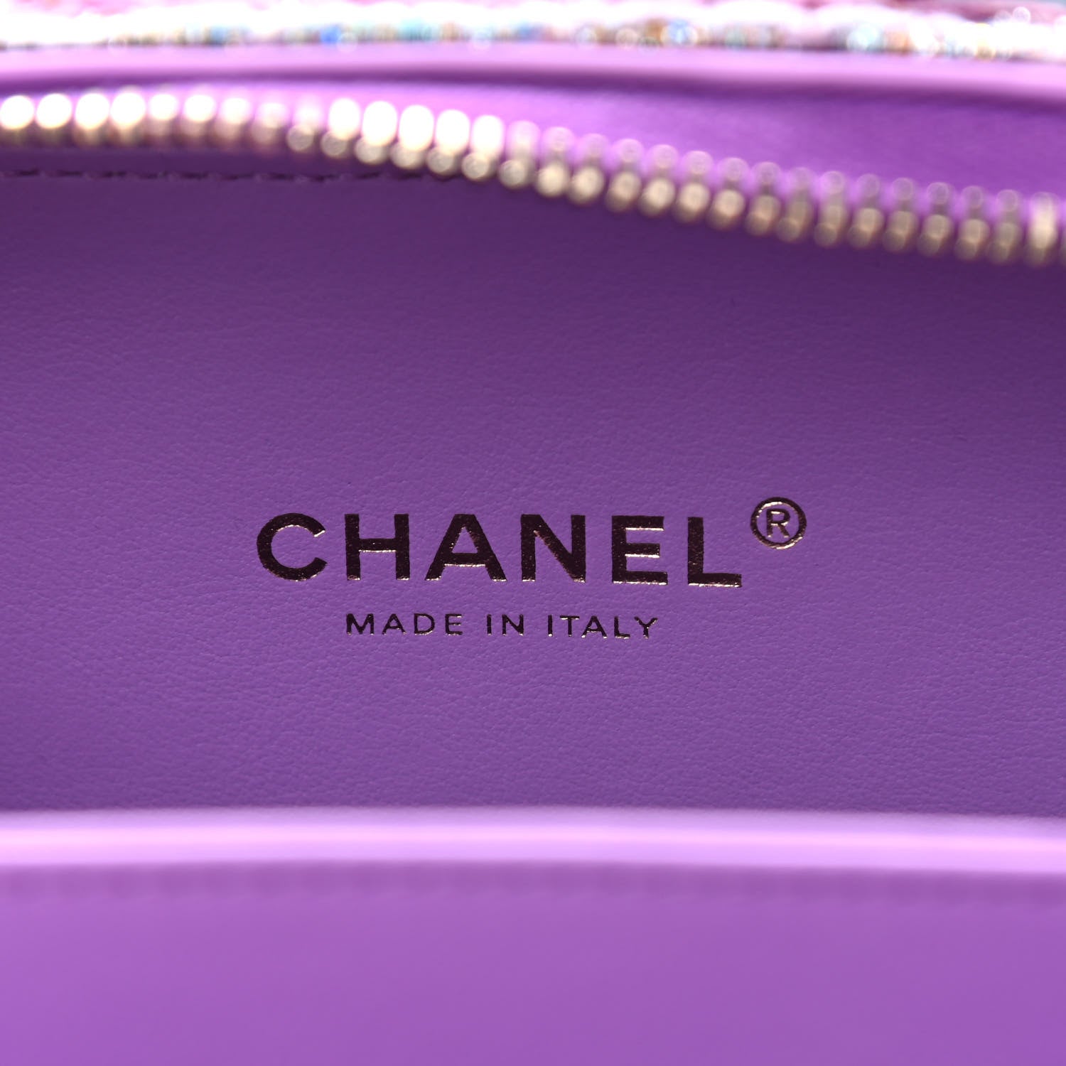 Chanel Tweed Quilted Small CC Filigree Vanity Case Purple Multicolor 6 of 10