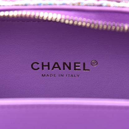 Chanel Tweed Quilted Small CC Filigree Vanity Case Purple Multicolor 6 of 10