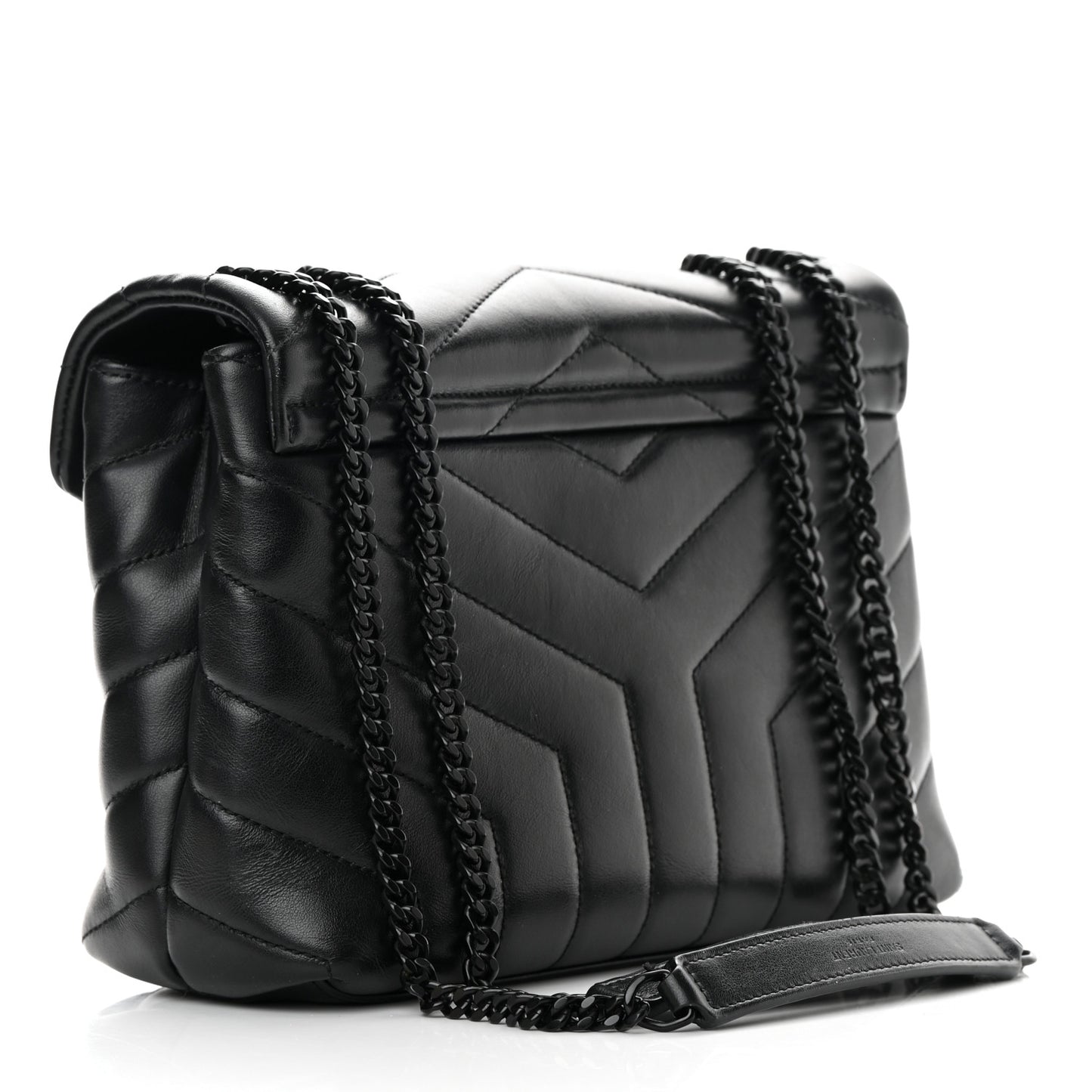 Calfskin Y Quilted Monogram Small Loulou Chain Satchel Black