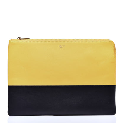 Celine Lambskin Bi-Color Solo Clutch Pouch Sun Yellow Black 1 of 7