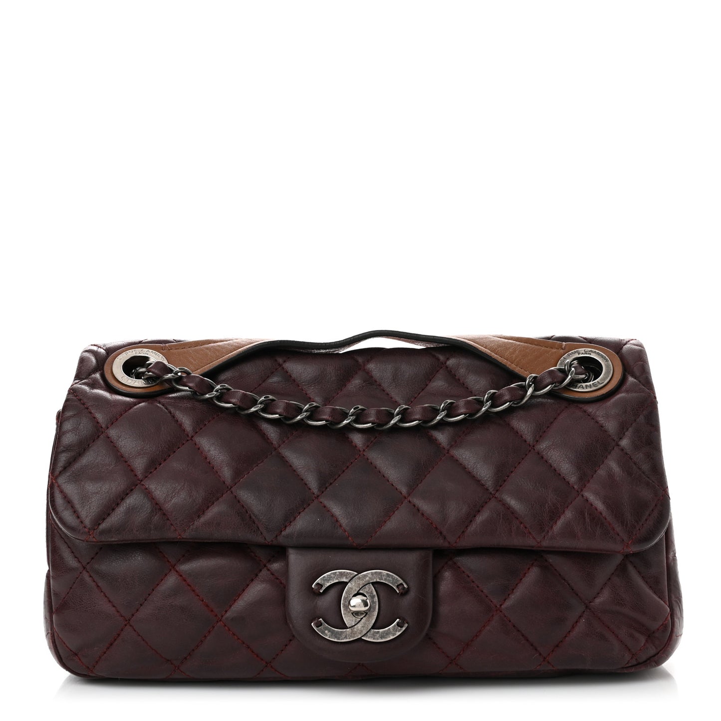 Calfskin In The Mix Jumbo Flap Burgundy