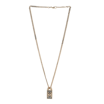 Chanel Crystal Dog Tag Charm Necklace Gold 3 of 6