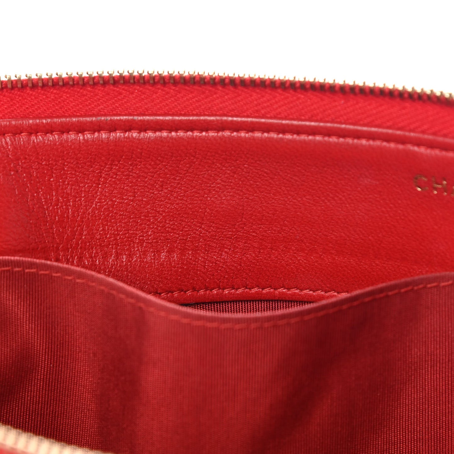 Lambskin Quilted Small Zipped Boy Pouch Red