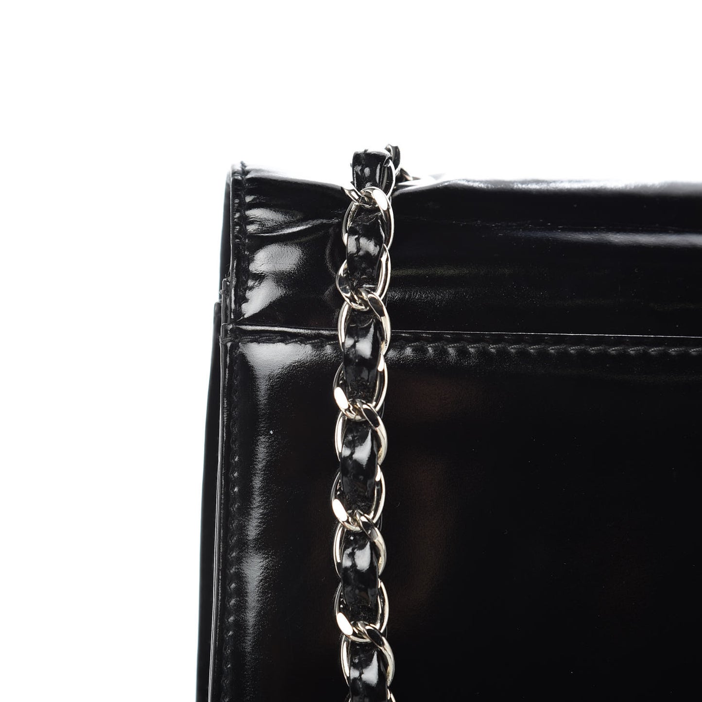 Glazed Calfskin Single Flap Black