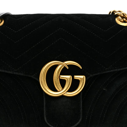 Gucci Velvet Matelasse Small GG Marmont Shoulder Bag Black 5 of 11