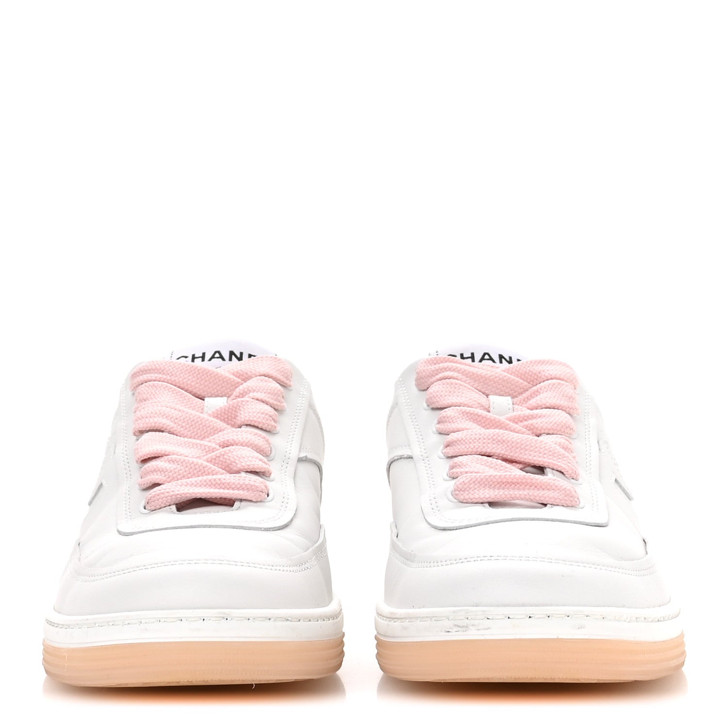 Chanel Calfskin Womens CC Sneakers 36 White Pink 3 of 9