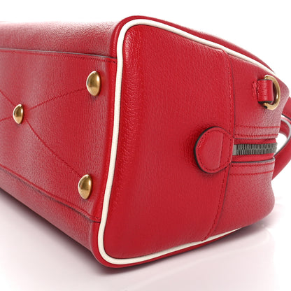 Gucci X ADIDAS Textured Dollar Calfskin Web Trefoil Logo Embossed Mini Bowling Bag Red Off White 10 of 10