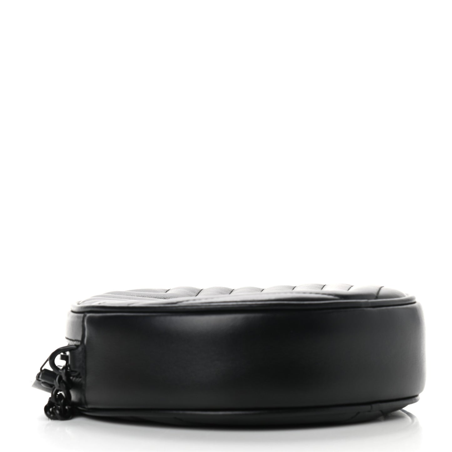 Calfskin Matelasse Chevron Round Vinyle Camera Bag Black