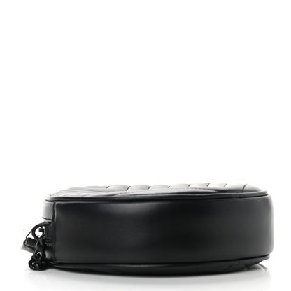 Saint Laurent Calfskin Matelasse Chevron Round Vinyle Camera Bag Black 4 of 9