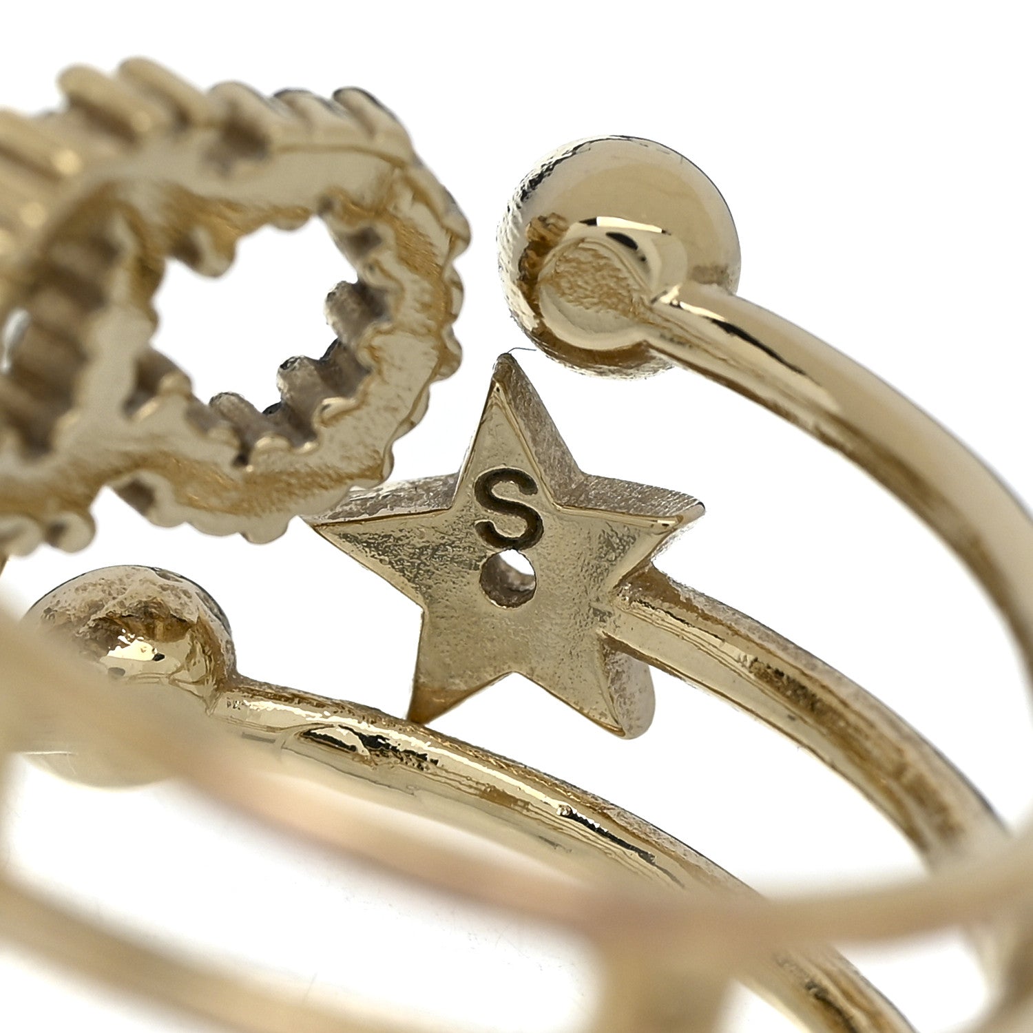 Christian Dior Metal Crystal Shiny-D Ring S Gold 1801179