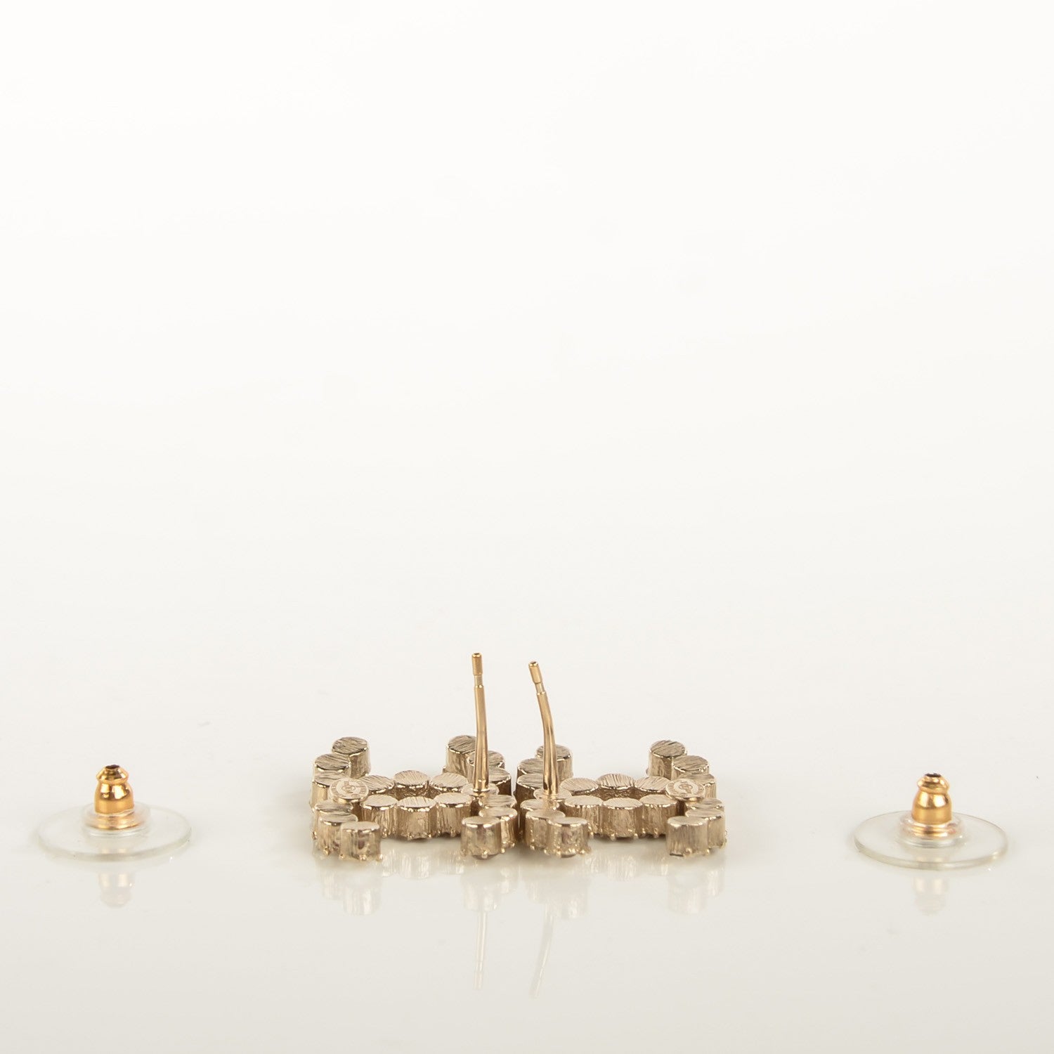 Chanel Crystal CC Earrings Gold 4 of 5