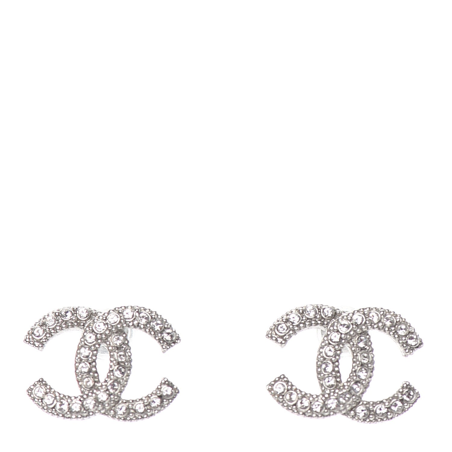 Chanel Crystal CC Earrings Silver 1 of 4