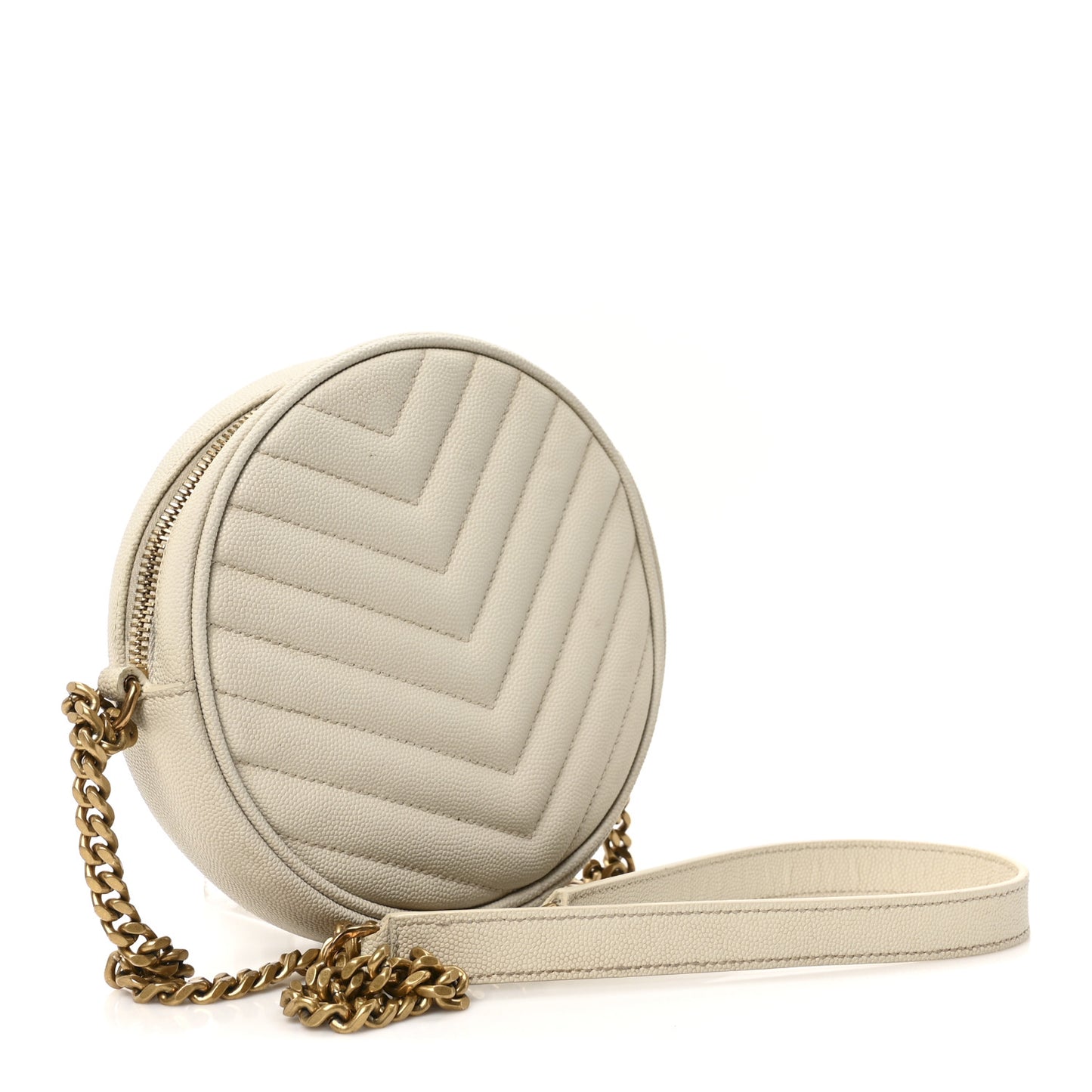 Grain De Poudre Matelasse Chevron Quilted Round Vinyle Camera Bag Crema Soft