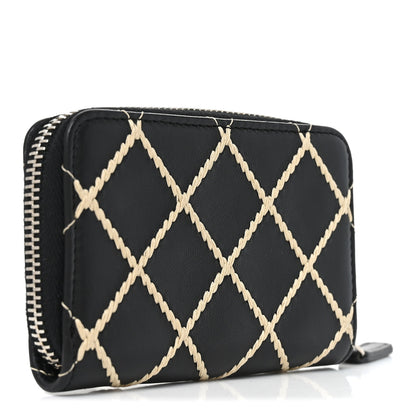 Chanel Lambskin Double Stitch Zip Coin Purse Black 3 of 8
