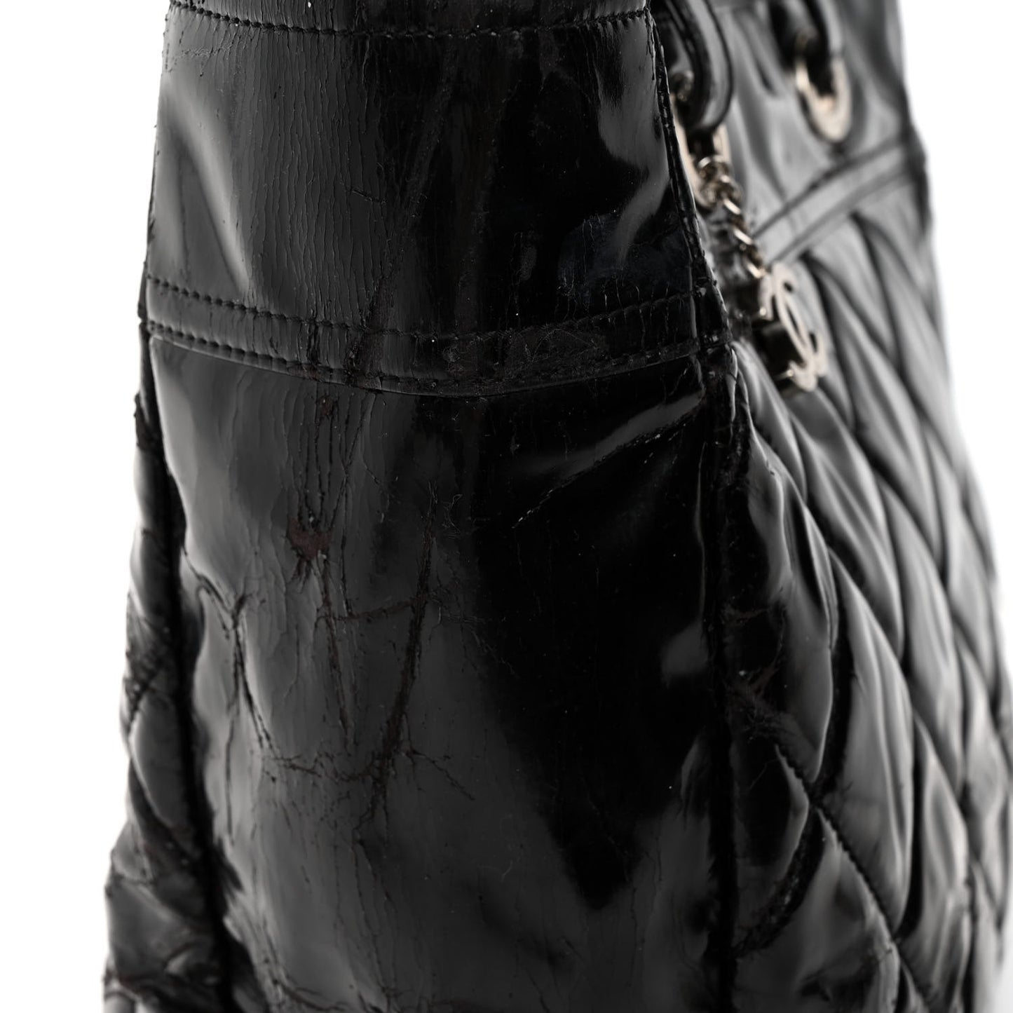 Vinyl Quilted Large Paris Biarritz Tote Black