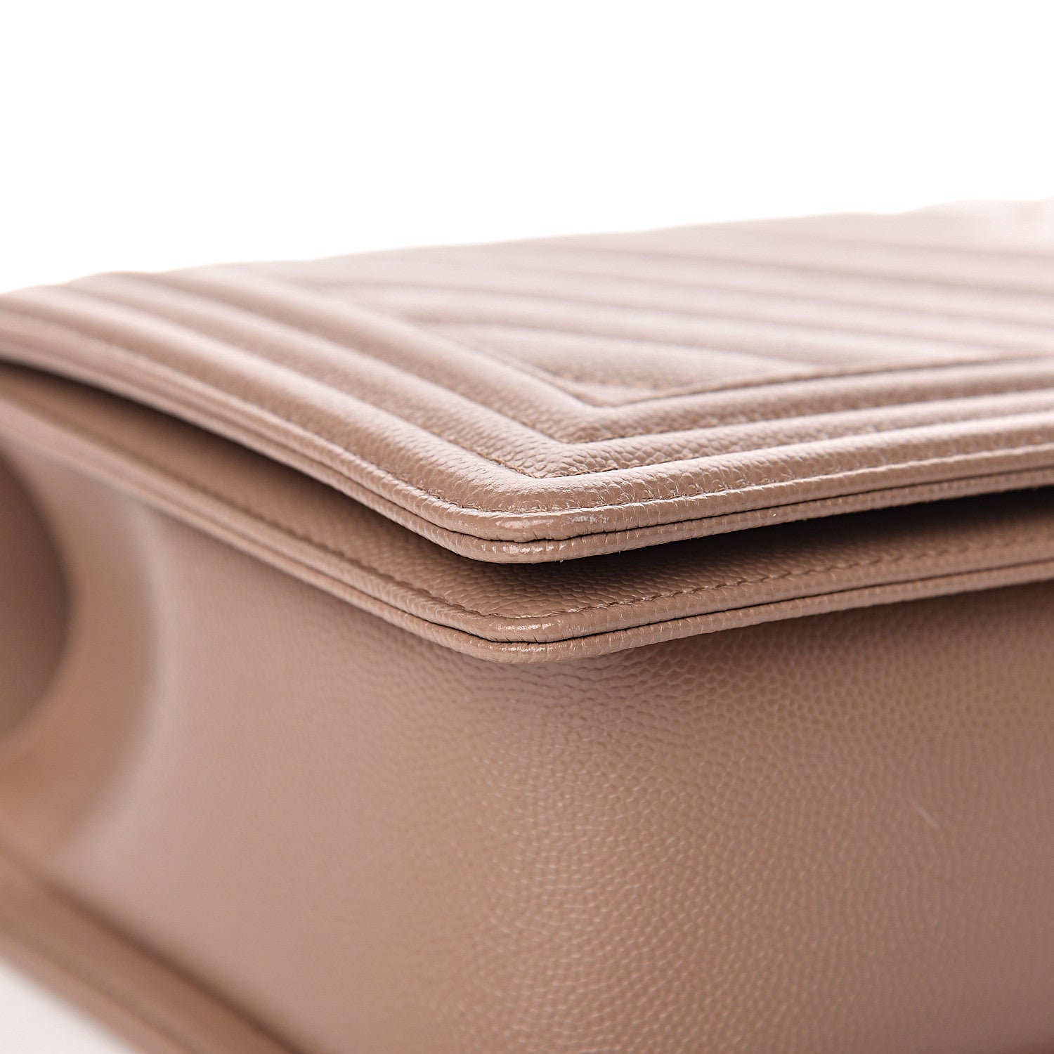 Chanel Caviar Chevron New Medium Boy Flap Dark Beige 8 of 13
