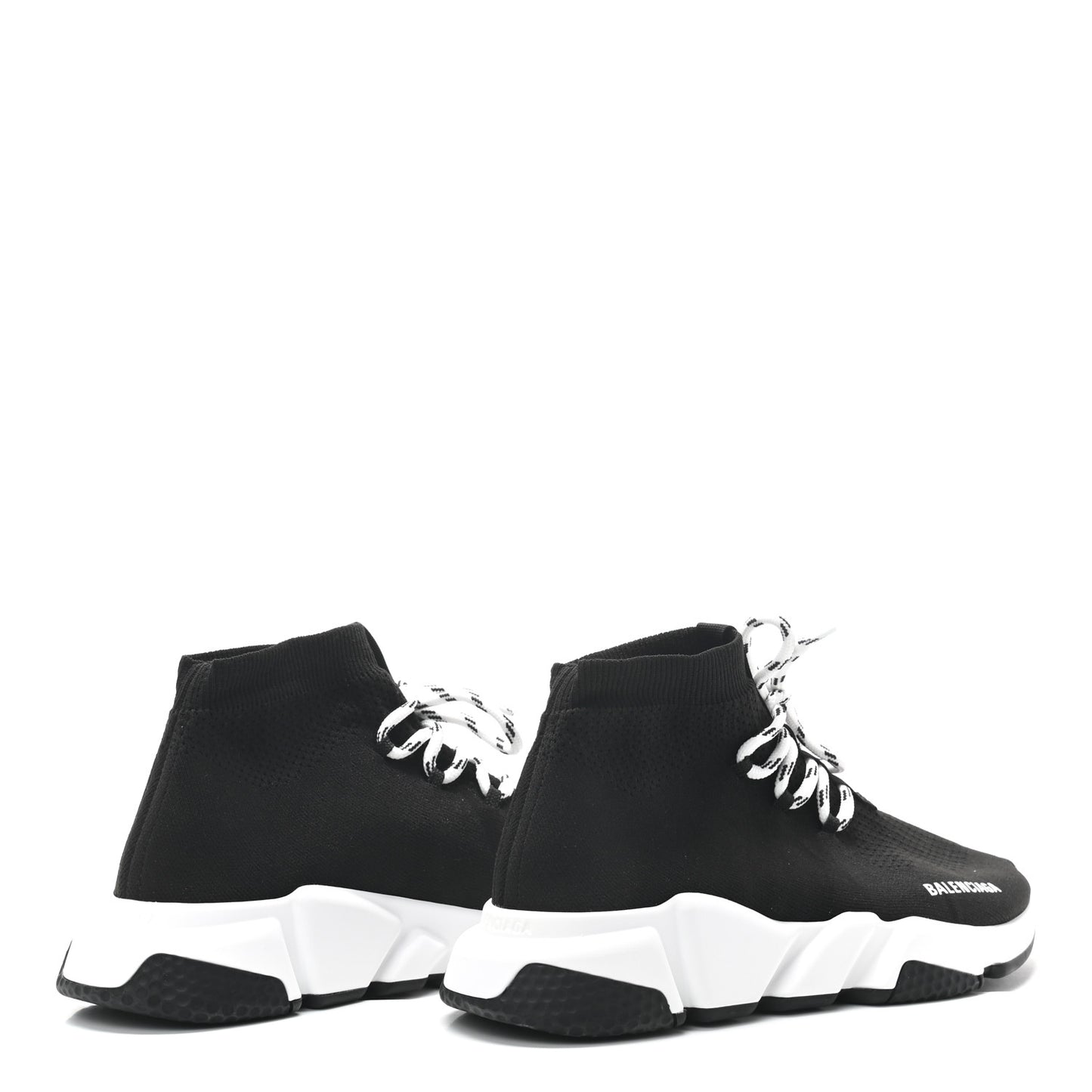Recycled Knit Bi-Color Sole Womens Speed Lace Up Sneakers 40 Black White