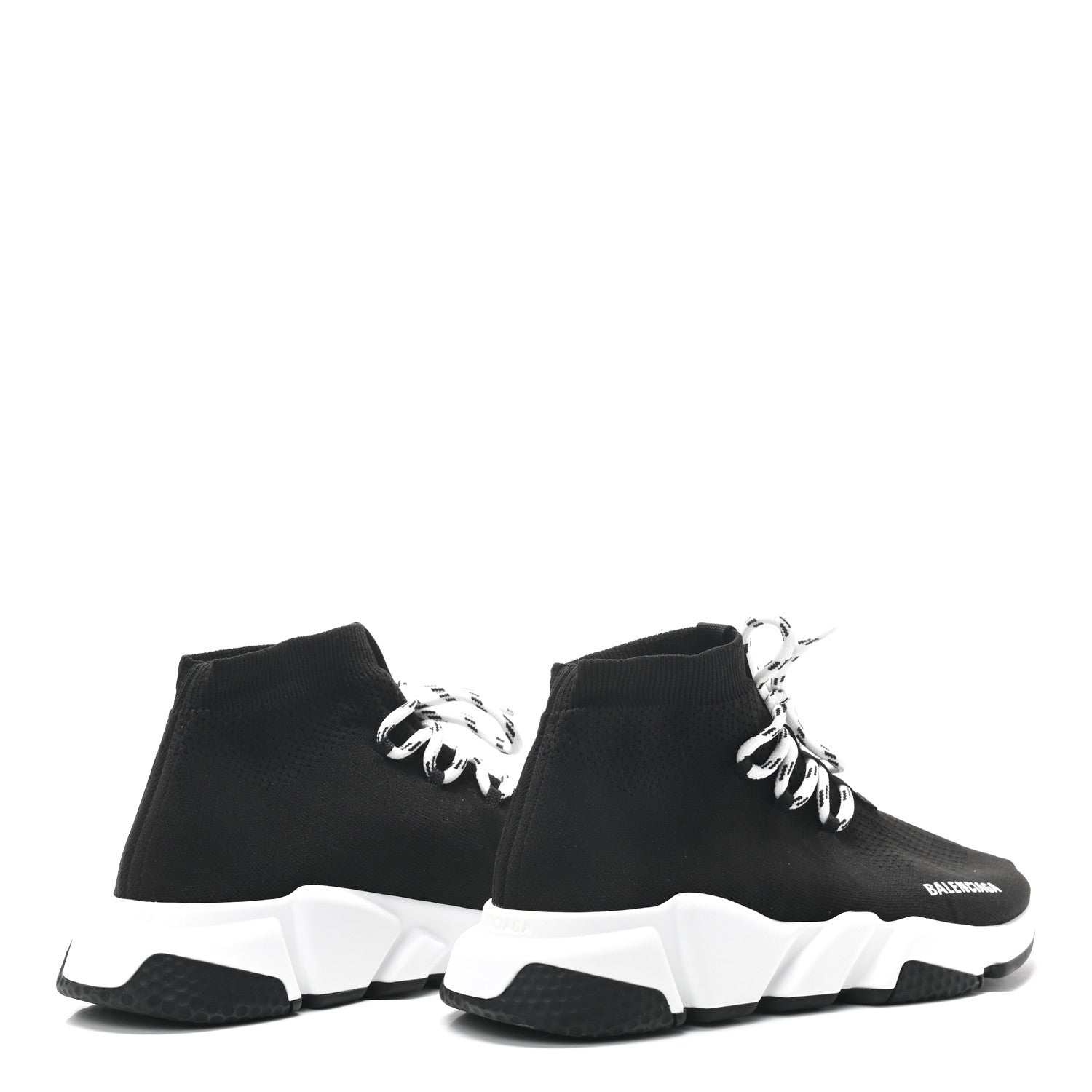 Balenciaga Recycled Knit Bi-Color Sole Womens Speed Lace Up Sneakers 40 Black White 4 of 8