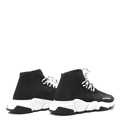 Balenciaga Recycled Knit Bi-Color Sole Womens Speed Lace Up Sneakers 40 Black White 4 of 8
