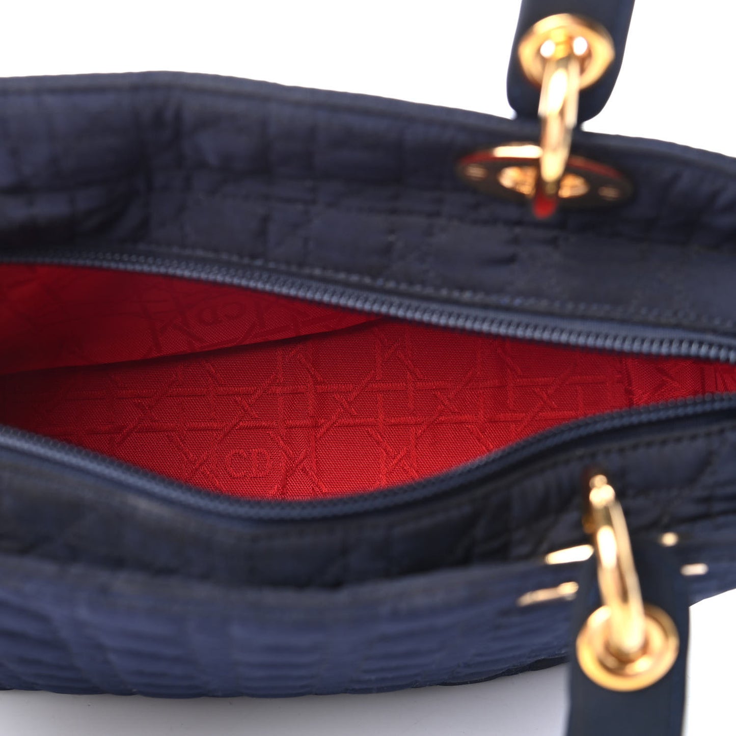 Nylon Cannage Medium Lady Dior Navy Blue