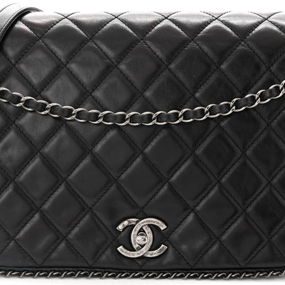 Chanel Glazed Calfskin Quilted Large CC Enchained Accordion Flap Black 8 of 11