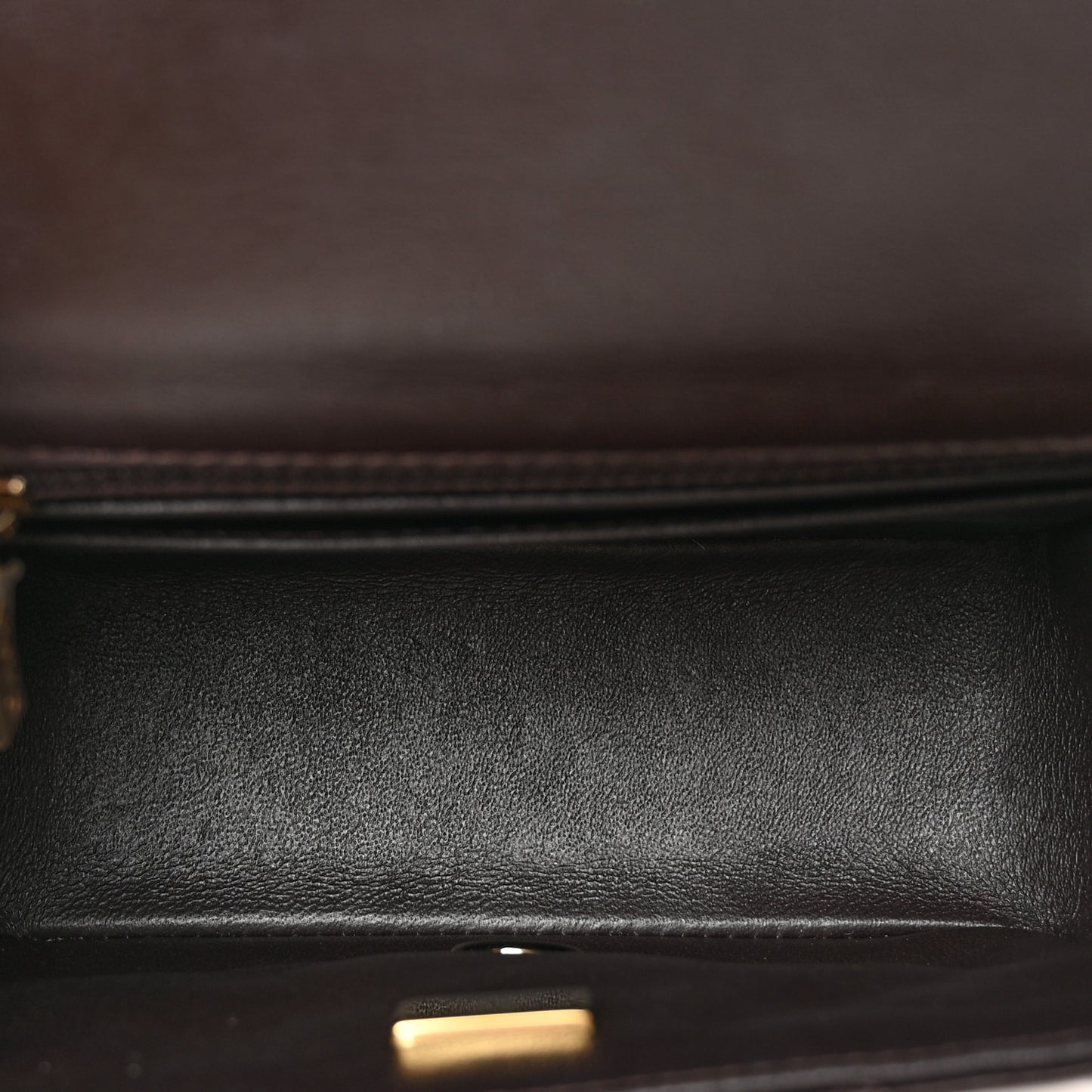Lambskin Quilted Mini Square Flap Dark Brown