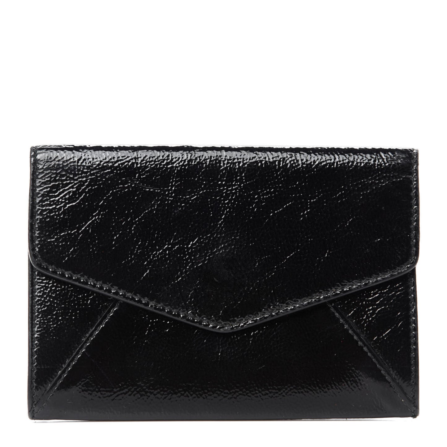 Textured Patent Monogram Card Holder Black