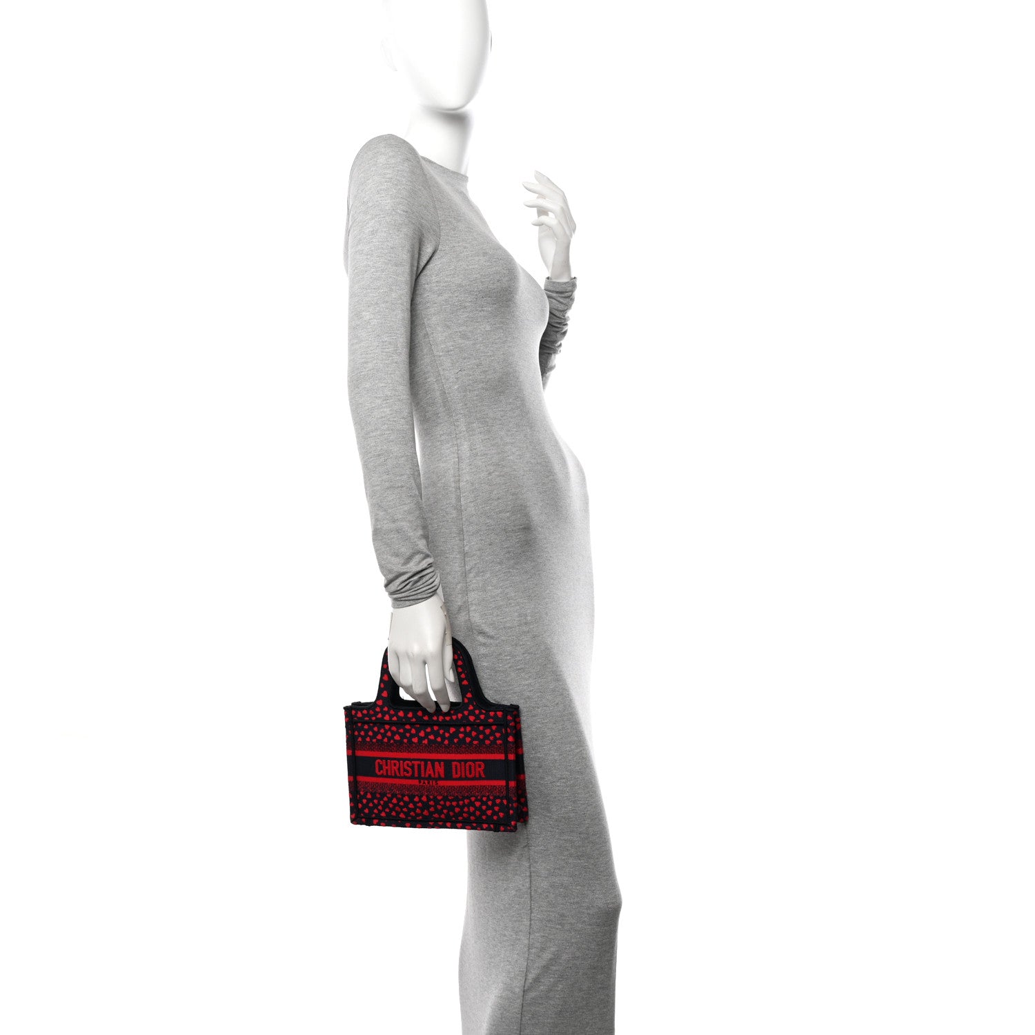 Christian Dior Canvas Embroidered Pop Heart I Love Paris Mini Book Tote Red Multicolor 2 of 11