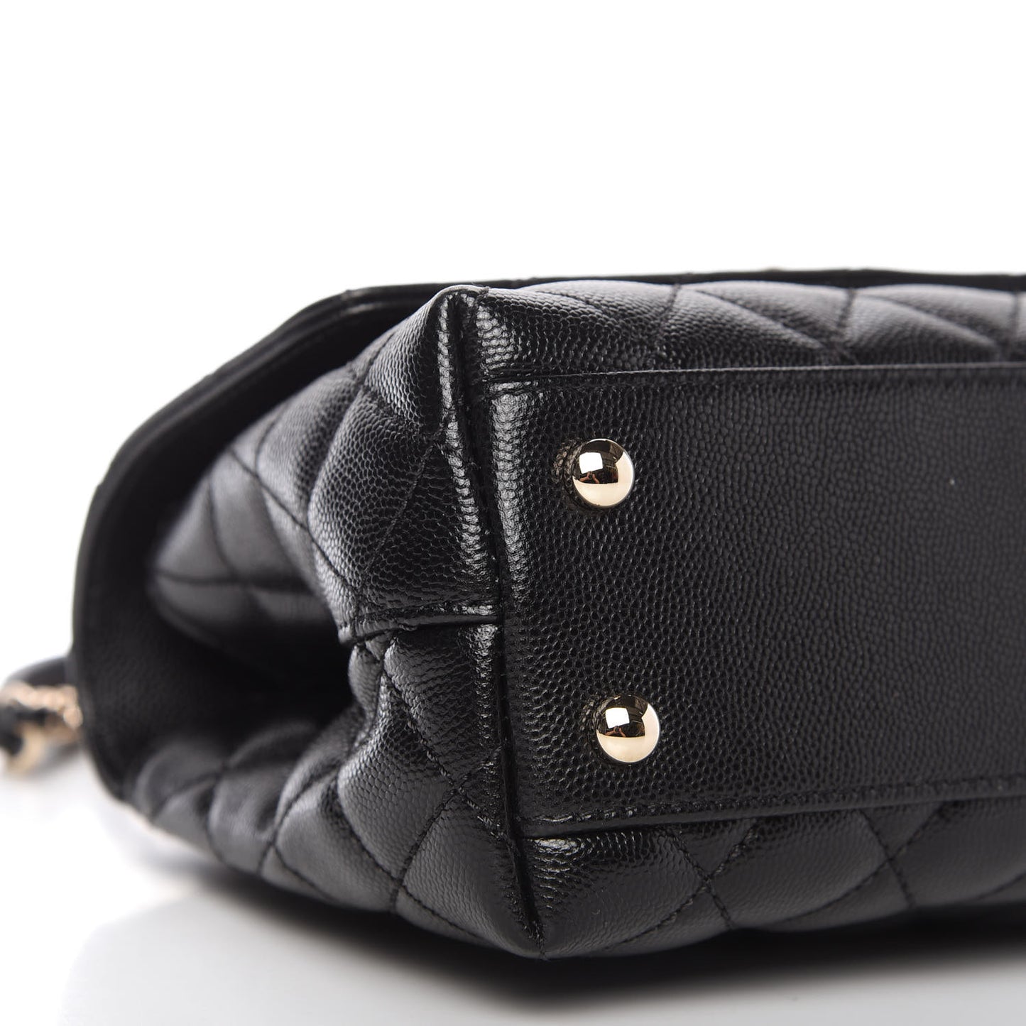 Caviar Lizard Embossed Quilted Mini Coco Handle Flap Black
