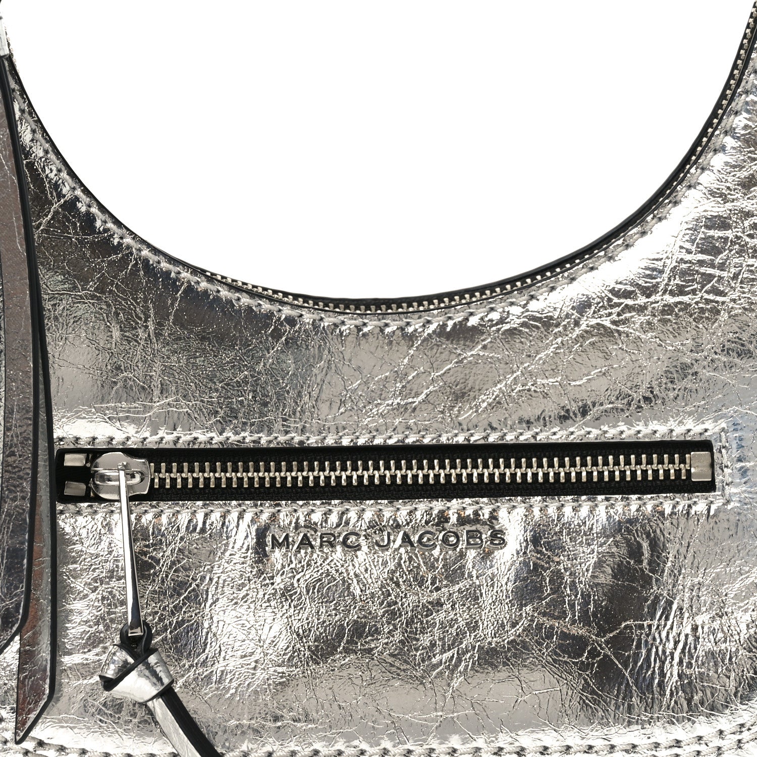 Marc Jacobs Crinkled Calfskin Crusier Crescent Bag Silver 7 of 9